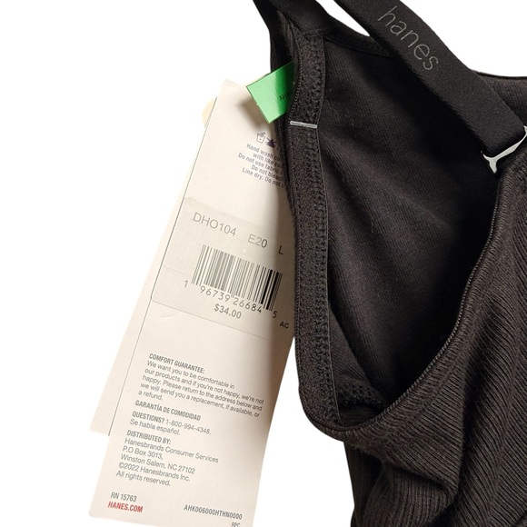 2 Pack Hanes Originals Black Longline Bralettes Size L NWT - Picture 4 of 4